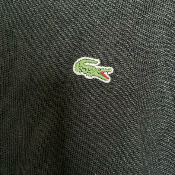 Lacoste Black V-Neck Sweater Classic Style Size 8 - Picture 2 of 5